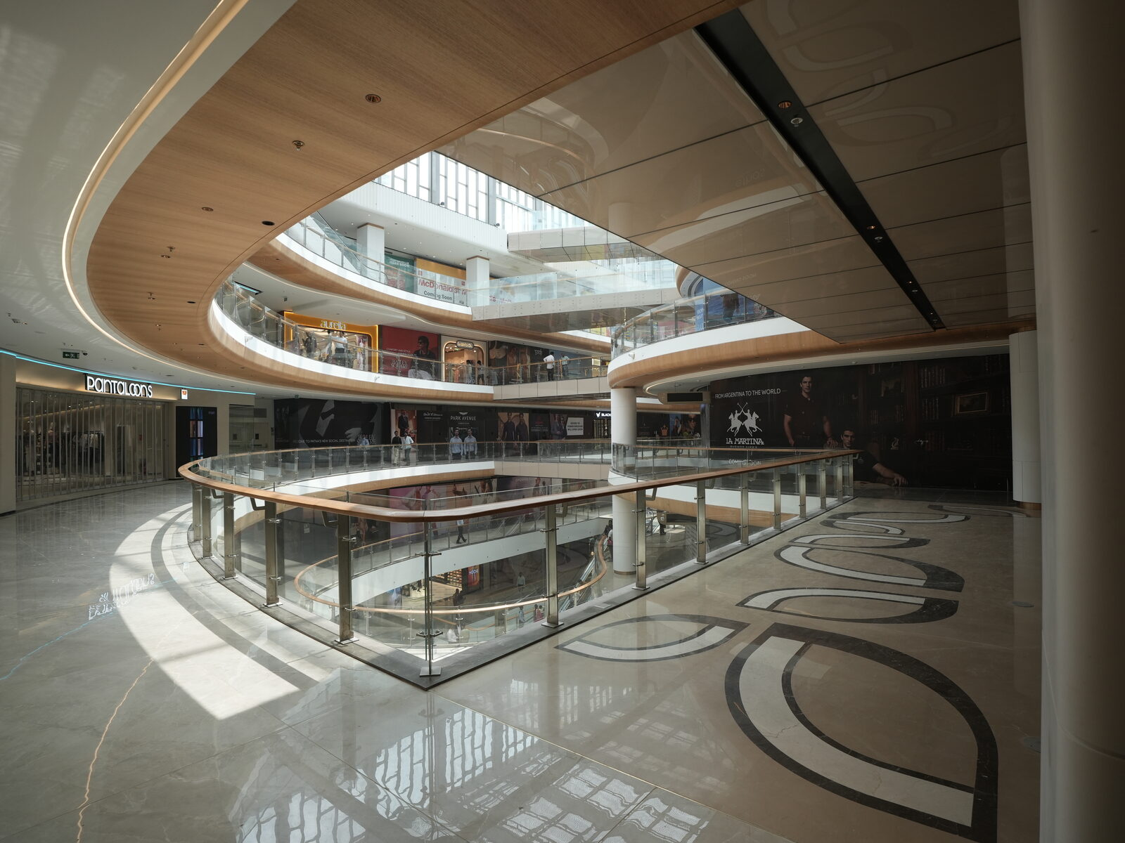 Patterned stone in the ground concourse